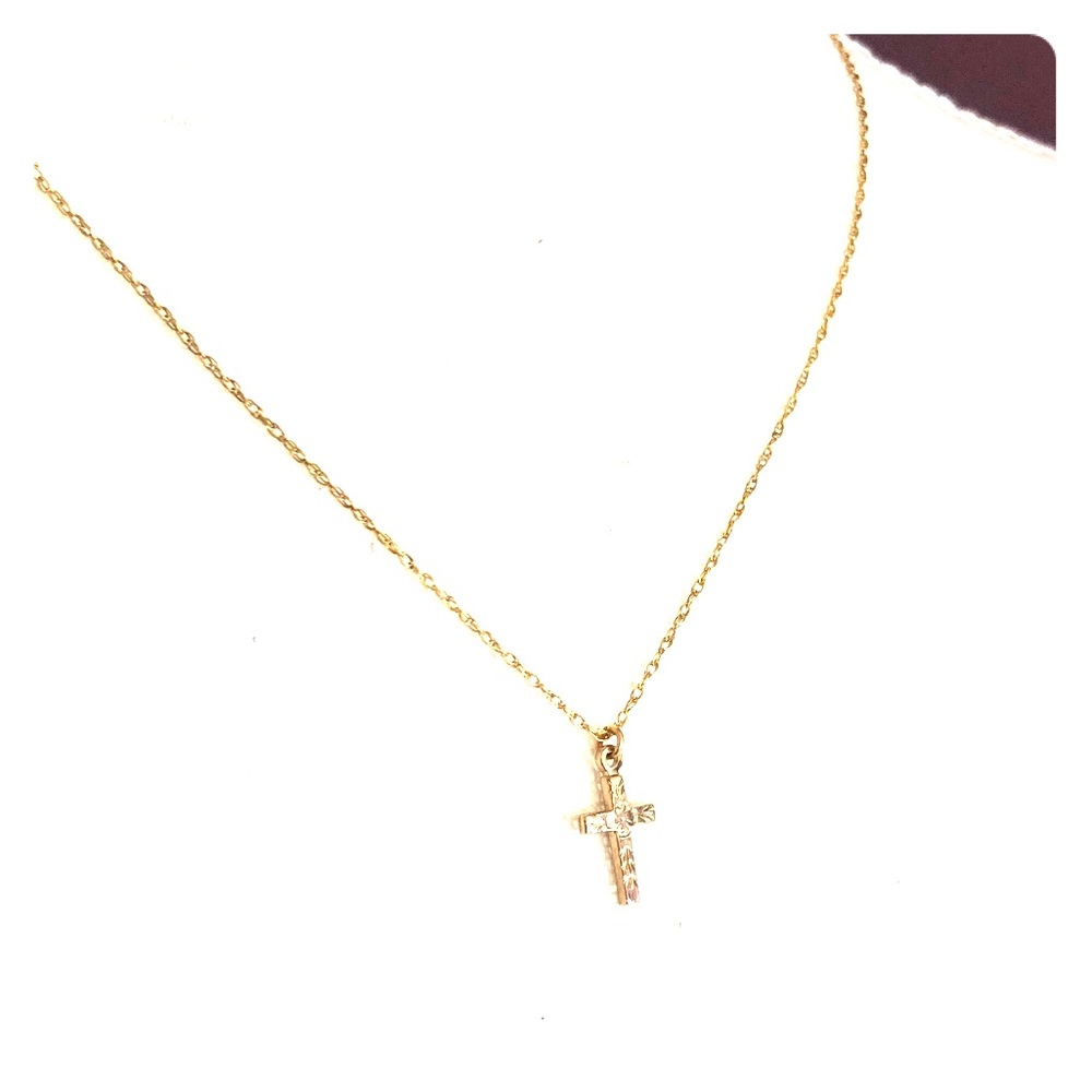 Petite gold cross necklace